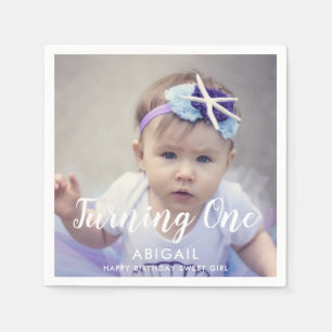 Custom First Birthday Photo Napkins