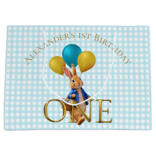 Custom First Birthday Rabbit Strolling Large Gift Bag