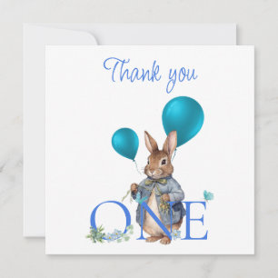 Custom First Birthday Rabbit Thank you Card
