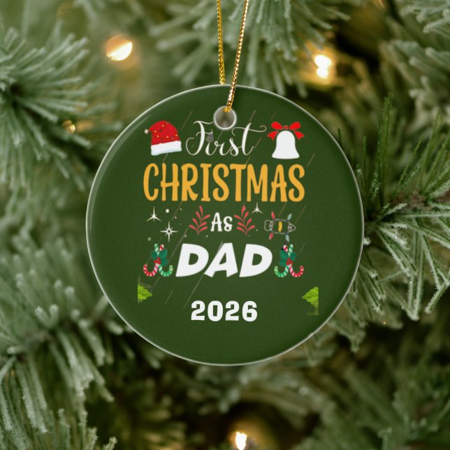 Custom first christmas as a dad ceramic tree decoration (Tree)