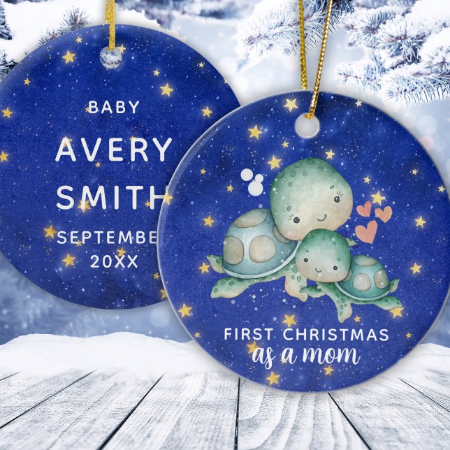 Custom First Christmas As A Mum Sea Turtle Ceramic Tree Decoration (Custom First Christmas As A Mom Sea Turtle Ceramic Ornament
)