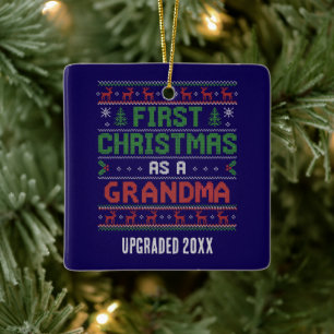 Custom FIRST CHRISTMAS AS GRANDMA Ceramic Ornament
