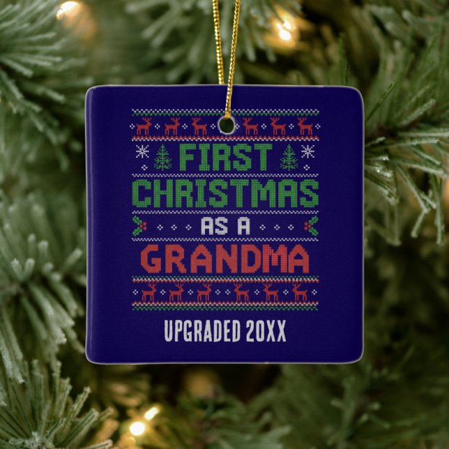 Custom FIRST CHRISTMAS AS GRANDMA Ceramic Ornament (Tree)
