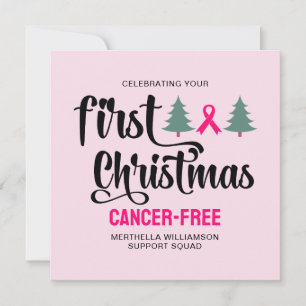 Custom FIRST CHRISTMAS Breast Cancer Free Holiday Card