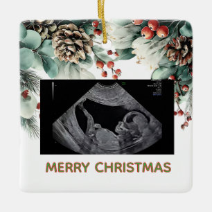 Custom First Christmas Expecting Photo Ornament