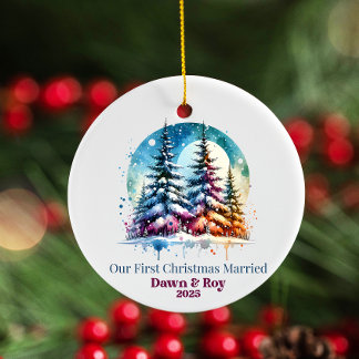 Custom first Christmas married, personalized gift, Ceramic Tree Decoration