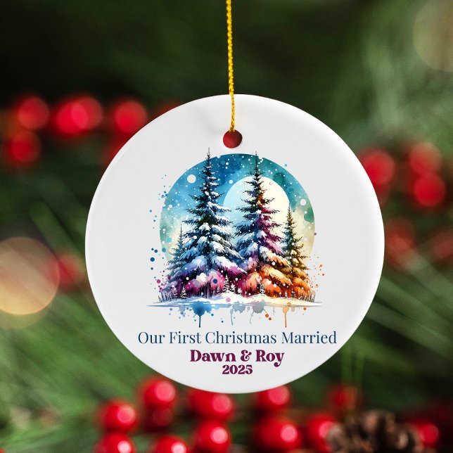 Custom first Christmas married, personalized gift, Ceramic Tree Decoration (Creator Uploaded)