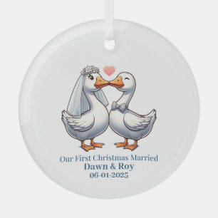 Custom first Christmas Married, personalized gift, Glass Tree Decoration