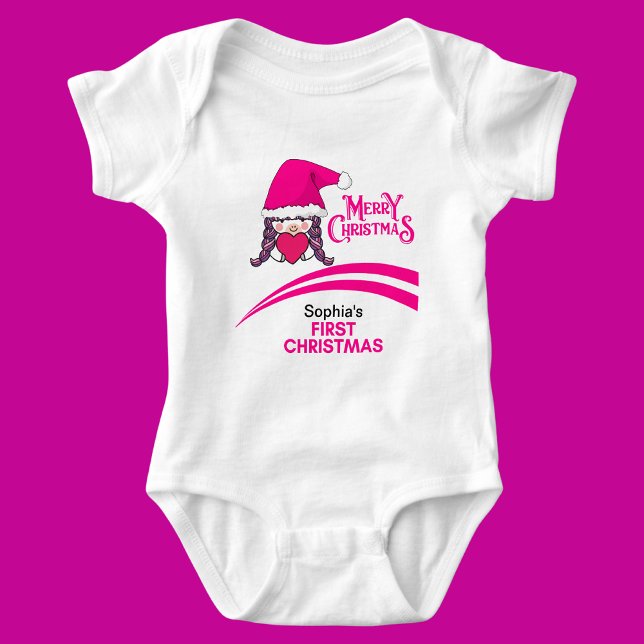 Custom First Christmas, Merry Christmas Baby Bodysuit (Creator Uploaded)