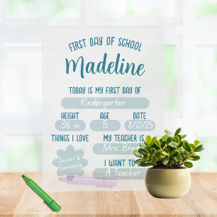 Custom First Day of School Fill In  Acrylic Sign