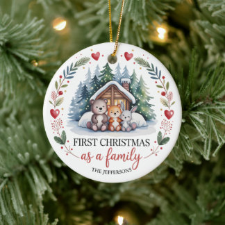 Custom First Family Christmas Ceramic Tree Decoration
