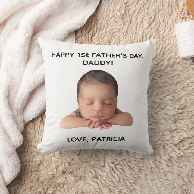 Custom First Father’s Day Photo Gift from Baby Cushion (Blanket)