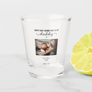 Custom First Father's Day Cute Minimalist Photo Shot Glass