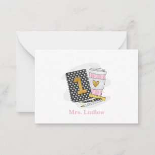 Custom First Grade Teacher Black Notebook  Card