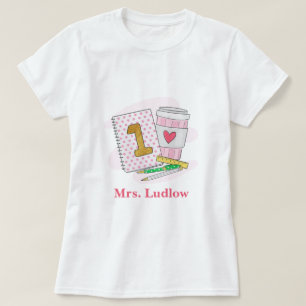 Custom First Grade Teacher Pink Notebook Coffee  T-Shirt