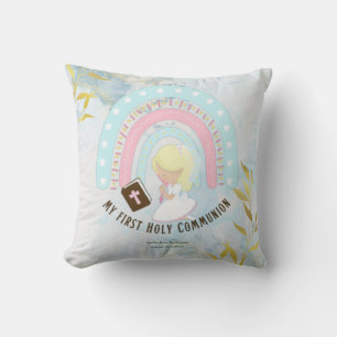 Custom First Holy Communion Cute Blonde Hair Girl Cushion