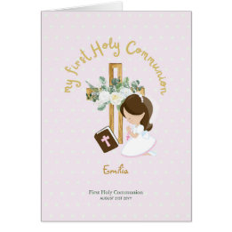 Custom First Holy Communion Cute Brown Hair Girl T