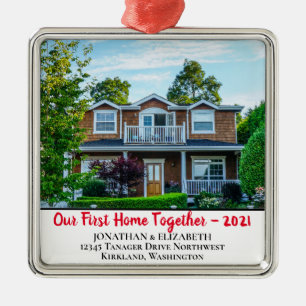 Custom First Home Together Photo With Year  Metal Tree Decoration