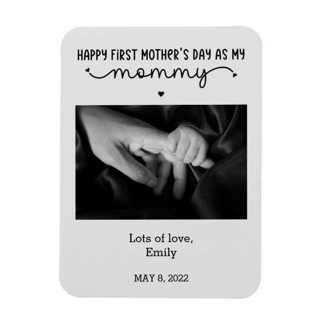 Custom First Mother's Day Cute Minimalist Photo Magnet (Vertical)