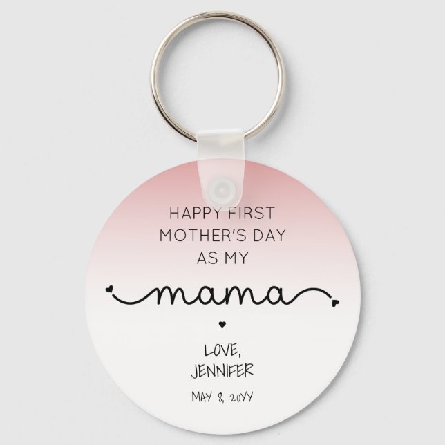 Custom First Mother's Day New Mama Keepsake Gifts Key Ring (Front)