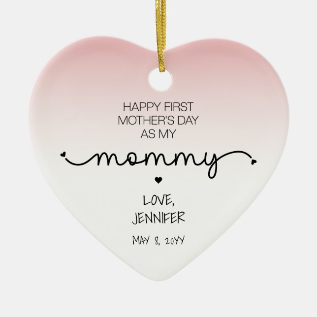 Custom First Mother's Day New Mummy Keepsake Gifts Ceramic Tree Decoration (Front)