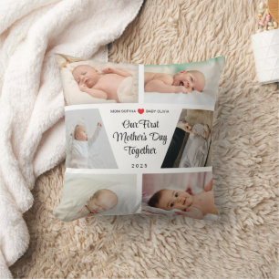 Custom First Mother's Day With 6 Photos Cushion