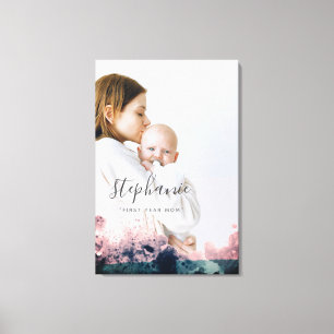 Custom First Year mum Photo Rose Gold Canvas Print