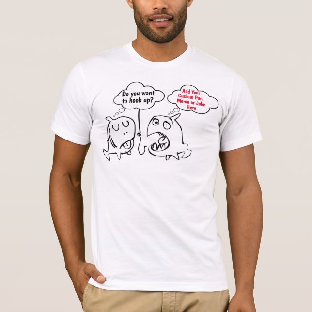 Custom Fish Hook, Hooking up Pun Fishing Humour T-Shirt (Front)
