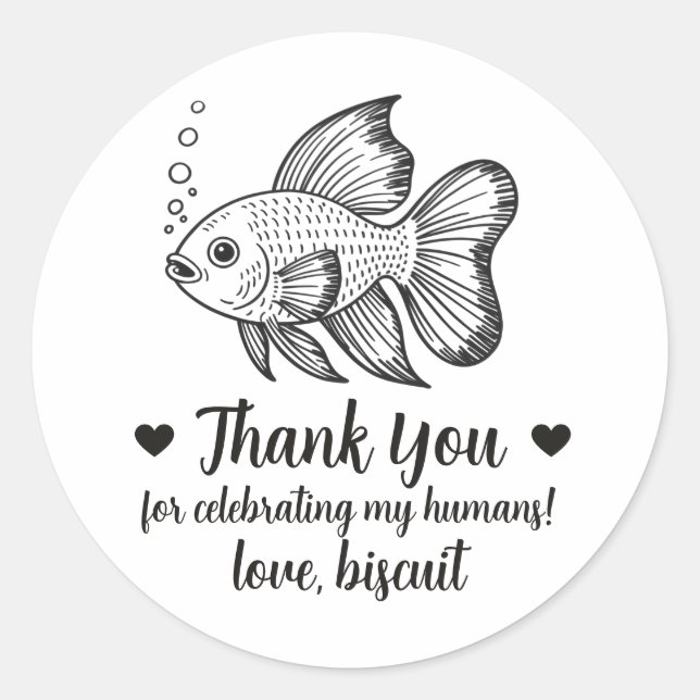 Custom Fish Wedding Favour Stickers (Front)
