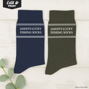 Custom Fishing Odd Socks, Fisherman Good Luck Gift Socks