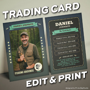 Custom Fishing Trading Card, Fisherman Card Gifts