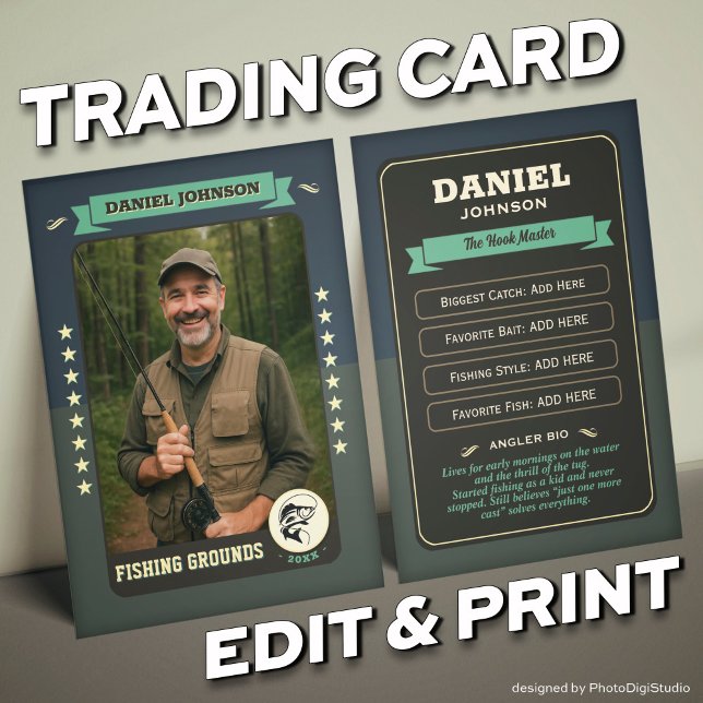 Custom Fishing Trading Card, Fisherman Card Gifts (Custom Fishing Trading Card, Fisherman Trading Card Custom Gifts for Fishermen, Angler Card)