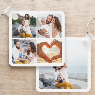 Custom Five Photo Personalised Double Sided Key Ring
