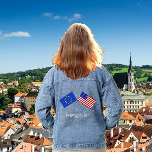Custom Flags of Europe & United States Denim Jacket