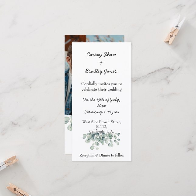 Custom Flat Wedding Invitation (Front/Back In Situ)