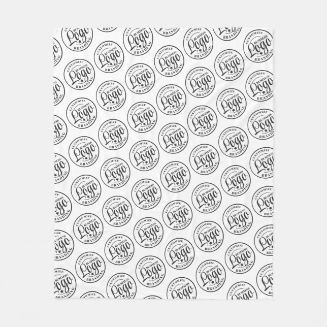 Custom Fleece Blanket With Logo Print Black White (Front)