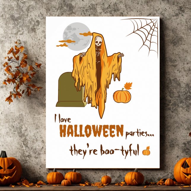 Custom Flirting Skeleton Pumpkin Halloween Party Poster (Creator Uploaded)