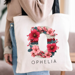 Custom Floral Alphabet Wedding Favour Graduation Tote Bag