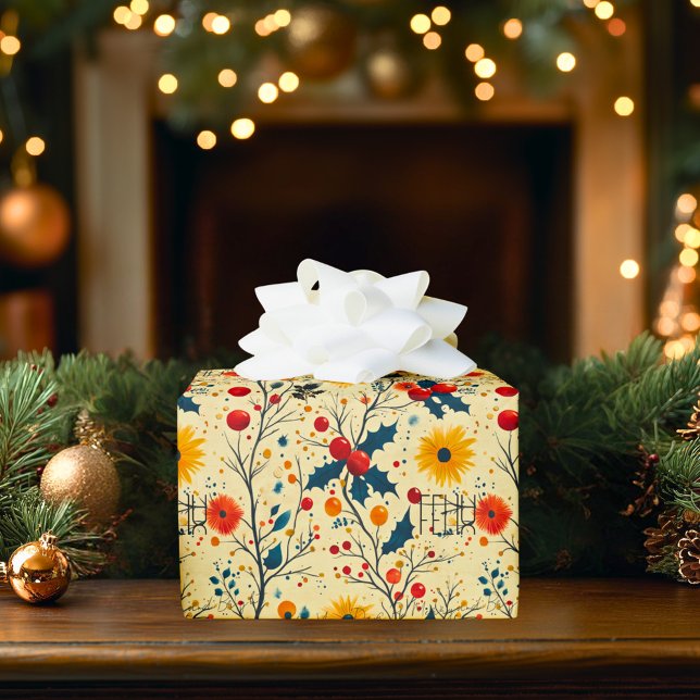 Custom Floral and Berry Christmas Wrap Wrapping Paper (Creator Uploaded)