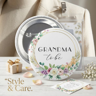 Custom Floral Baby Shower Button – GRANDMA to Be