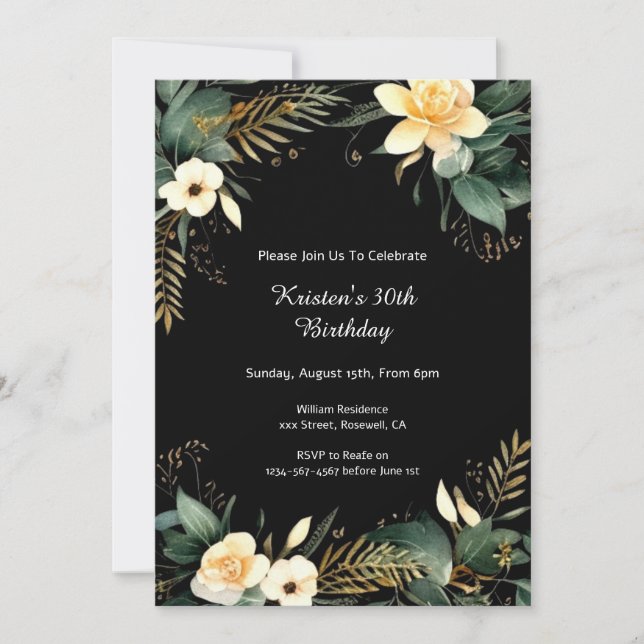 Custom Floral Birthday Invitation (Front)