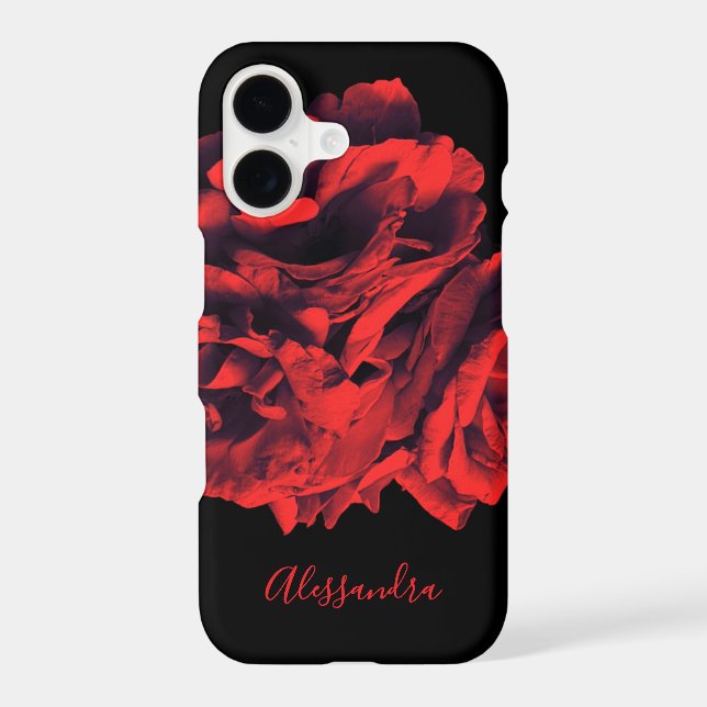 Custom Floral Black Red Roses Botanical Elegant  (Back)