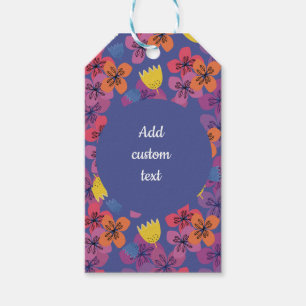 Custom floral blue 60th birthday name pattern gift tags