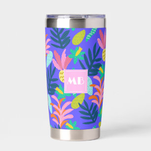 Custom floral blue monogram cute Thermal Tumbler