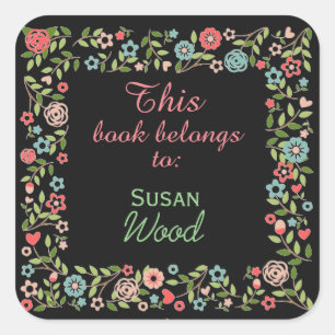 Custom Floral Book Sticker