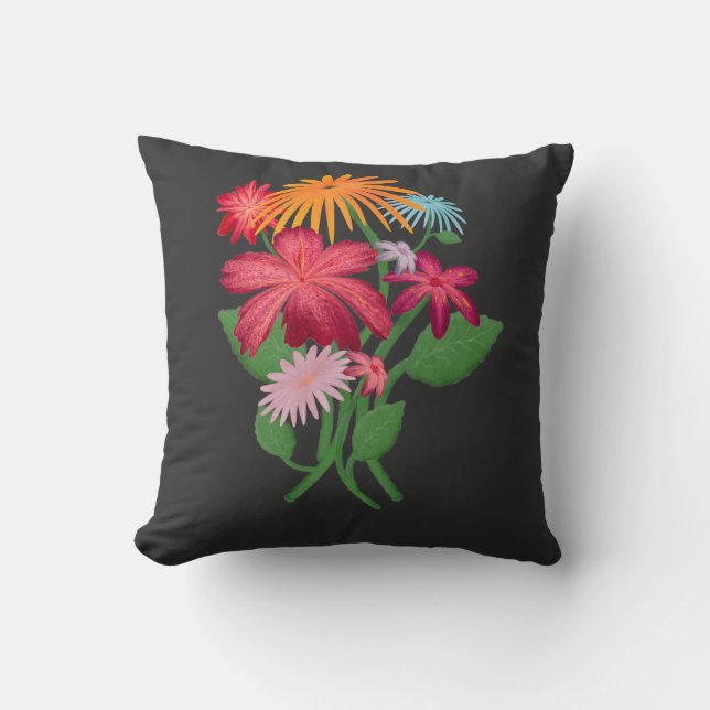 Custom Floral Bouquet Aesthetic Boho Flower  Cushion (Front)