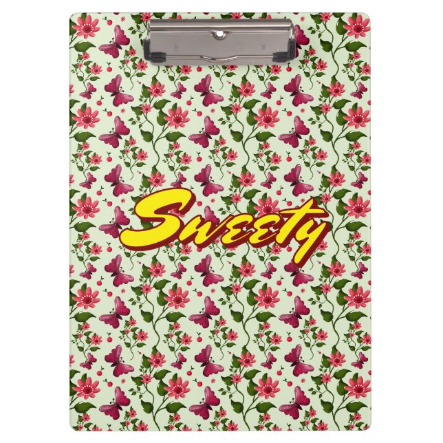 Custom floral Butterfly cherry seamless pattern  Clipboard (Front)
