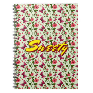 Custom floral Butterfly cherry seamless pattern Notebook