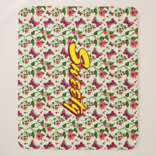 Custom floral Butterfly cherry seamless pattern Sherpa Blanket