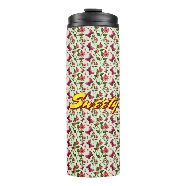 Custom floral Butterfly cherry seamless pattern  Thermal Tumbler (Front)